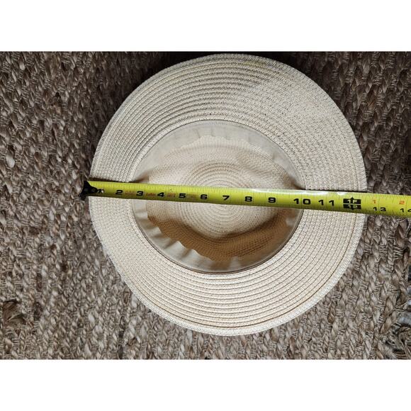 Women's Woven Straw Hat With Black Ribbon Bow Tie Beach Spring Summer - Picture 5 of 6